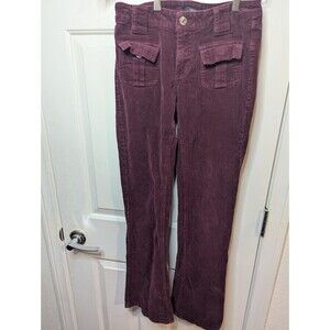 Forever 21 Women’s Maroon Velvet Bell Bottom Pants Small Solid Leg Front Pockets